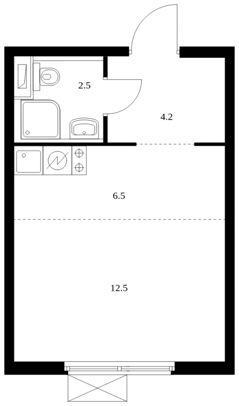 1-комнатная квартира (Студия) с отделкой в ЖК Середневский лес на 12 этаже в 2 секции. Сдача в 1 кв. 2025 г.