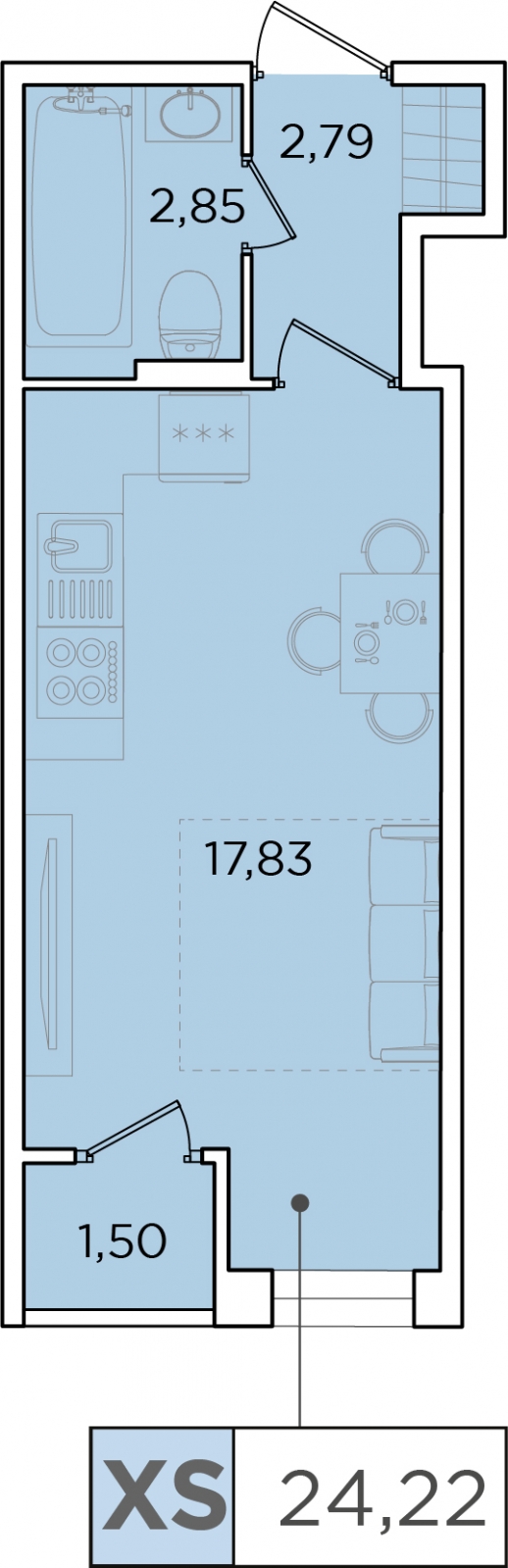 1-комнатная квартира (Студия) с отделкой в ЖК Середневский лес на 9 этаже в 2 секции. Сдача в 3 кв. 2025 г.