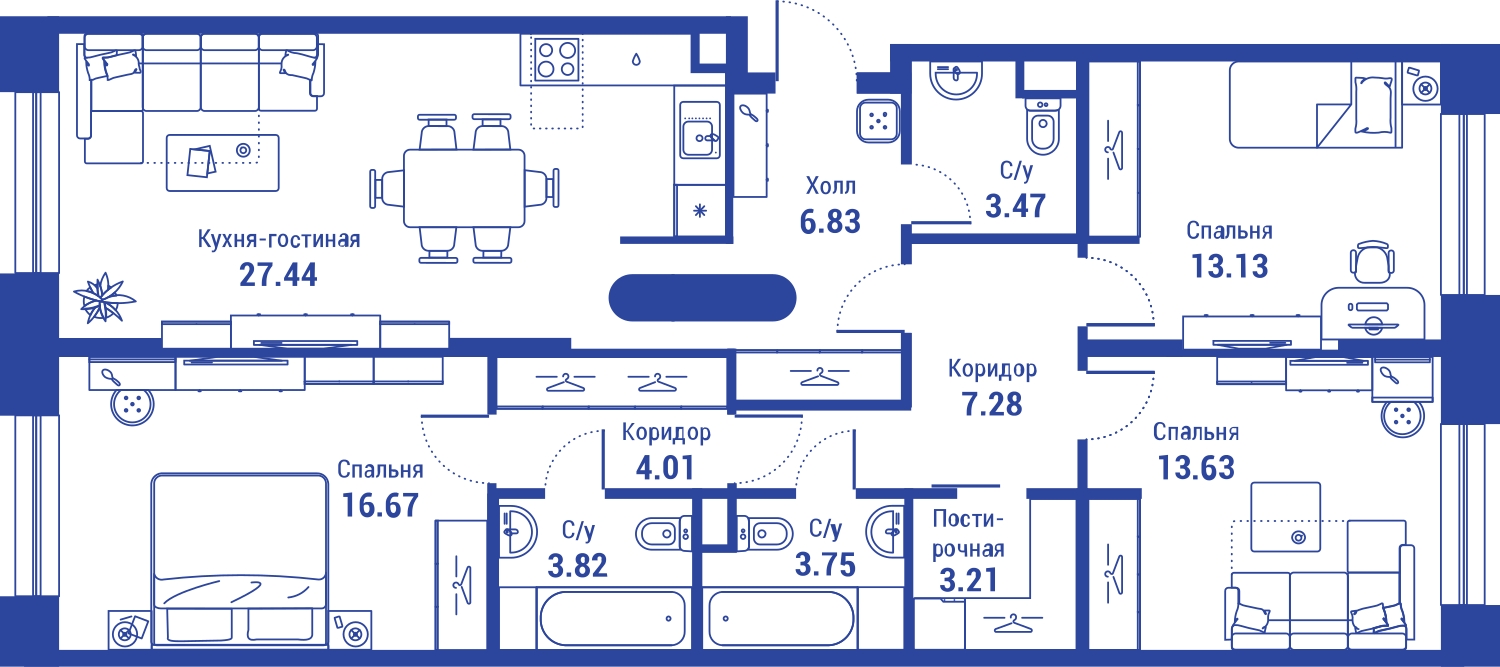 2-комнатная квартира в ЖК Дом на Садовой на 15 этаже в 2 секции. Дом сдан.