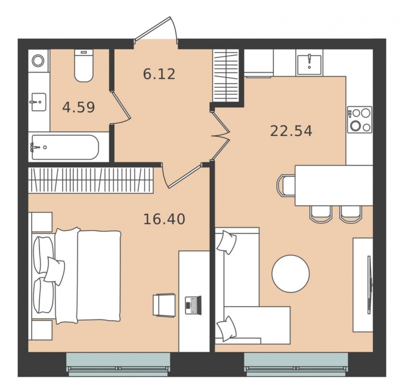 2-комнатная квартира в ЖК iLove на 30 этаже в 3 секции. Сдача в 4 кв. 2023 г.