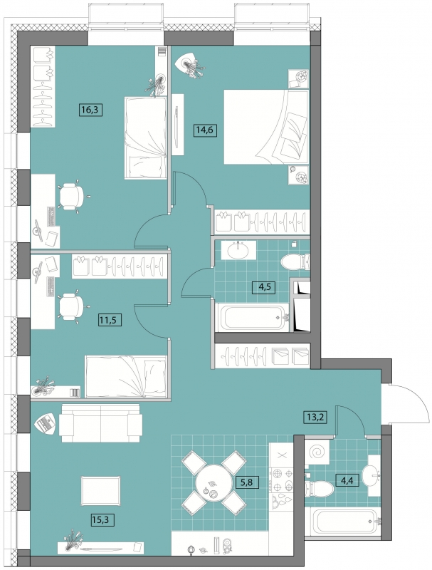 1-комнатная квартира (Студия) в ЖК Holland park на 2 этаже в 1 секции. Сдача в 4 кв. 2023 г.