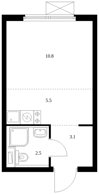 1-комнатная квартира (Студия) в ЖК Пехра на 18 этаже в 7 секции. Сдача в 1 кв. 2024 г.