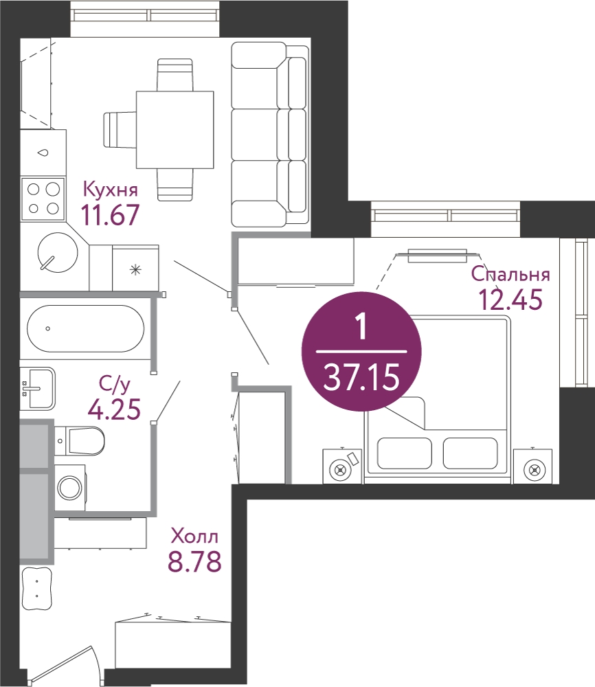2-комнатная квартира в ЖК iLove на 29 этаже в 6 секции. Сдача в 4 кв. 2023 г.