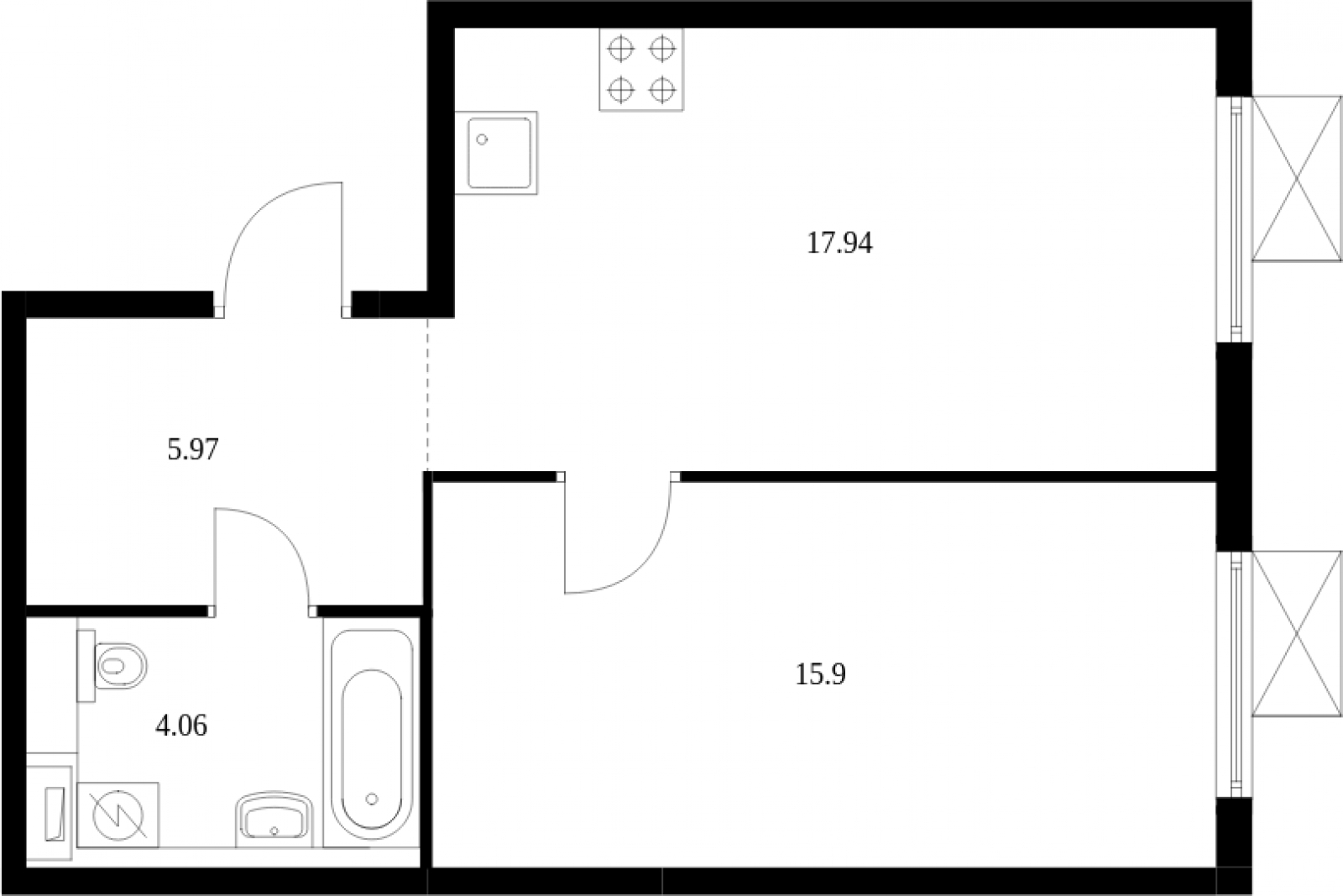 2-комнатная квартира с отделкой в ЖК Любовь и Голуби на 18 этаже в 1 секции. Сдача в 3 кв. 2022 г.