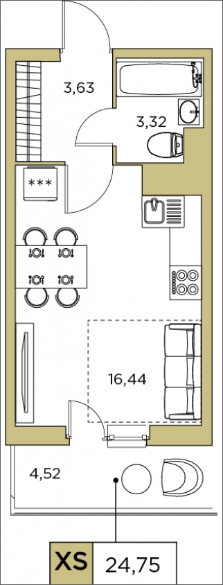 1-комнатная квартира (Студия) с отделкой в ЖК Середневский лес на 10 этаже в 5 секции. Сдача в 1 кв. 2025 г.