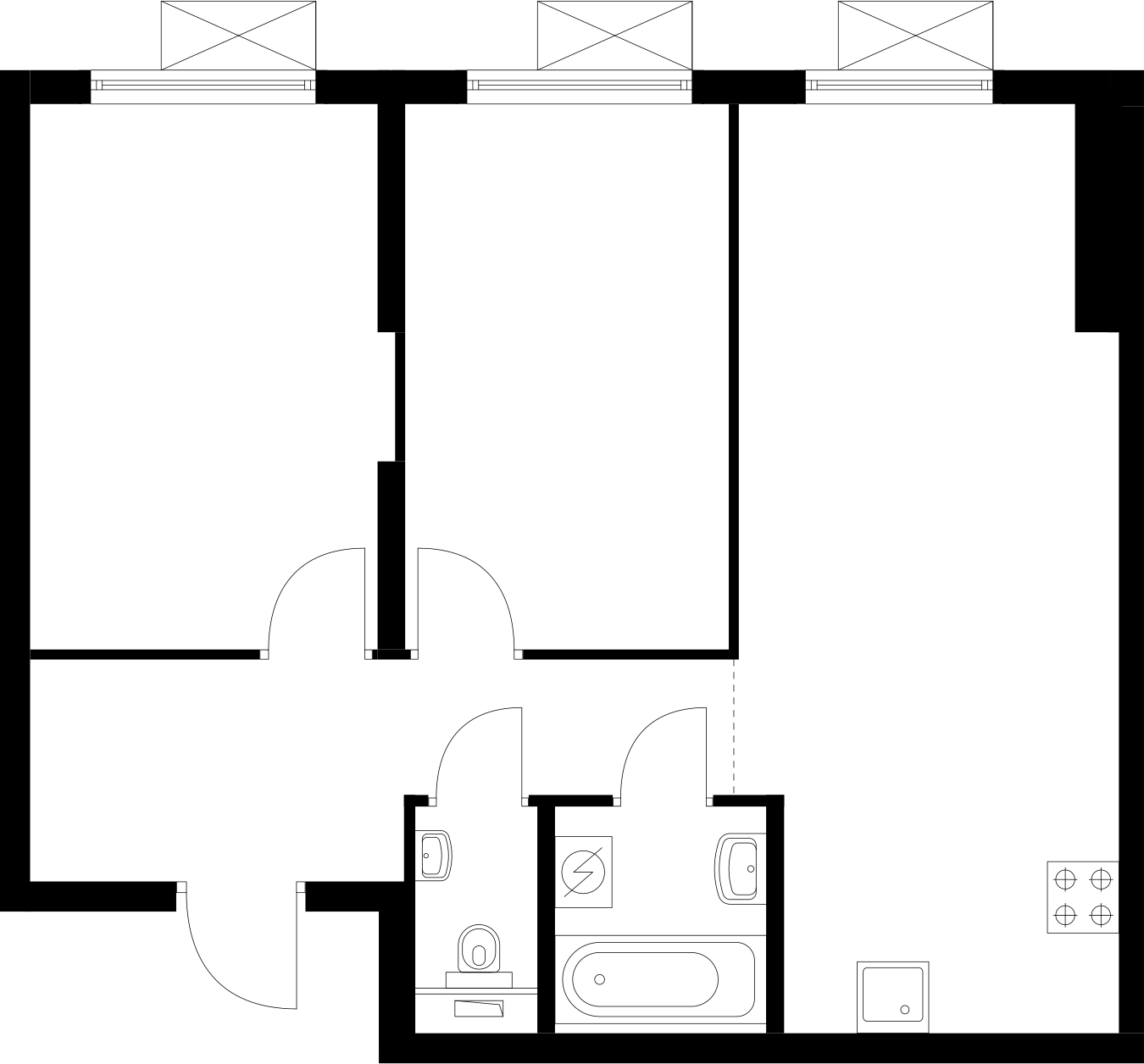 1-комнатная квартира (Студия) с отделкой в ЖК Новые Ватутинки. Центральный на 4 этаже в 7 секции. Сдача в 1 кв. 2024 г.
