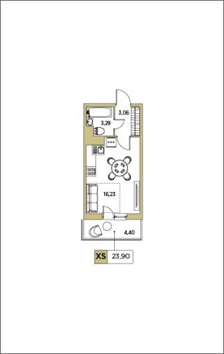 1-комнатная квартира (Студия) с отделкой в ЖК Аквилон SKY на 16 этаже в 3 секции. Сдача в 3 кв. 2022 г.