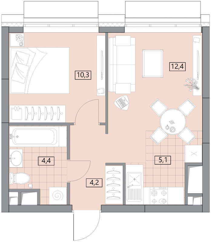 1-комнатная квартира в ЖК Созидатели на 4 этаже в 1 секции. Сдача в 1 кв. 2023 г.