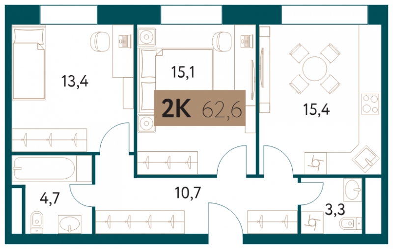 2-комнатная квартира с отделкой в ЖК Архитектор на 29 этаже в 2 секции. Сдача в 4 кв. 2023 г.