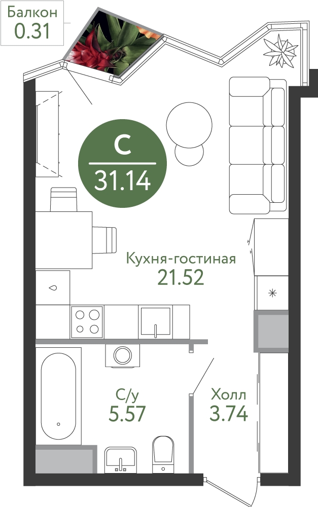 2-комнатная квартира с отделкой в ЖК Люблинский парк на 5 этаже в 7 секции. Сдача в 3 кв. 2024 г.