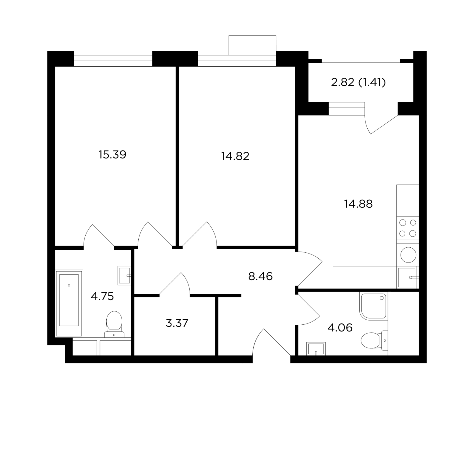 2-комнатная квартира с отделкой в ЖК Архитектор на 20 этаже в 1 секции. Сдача в 4 кв. 2023 г.