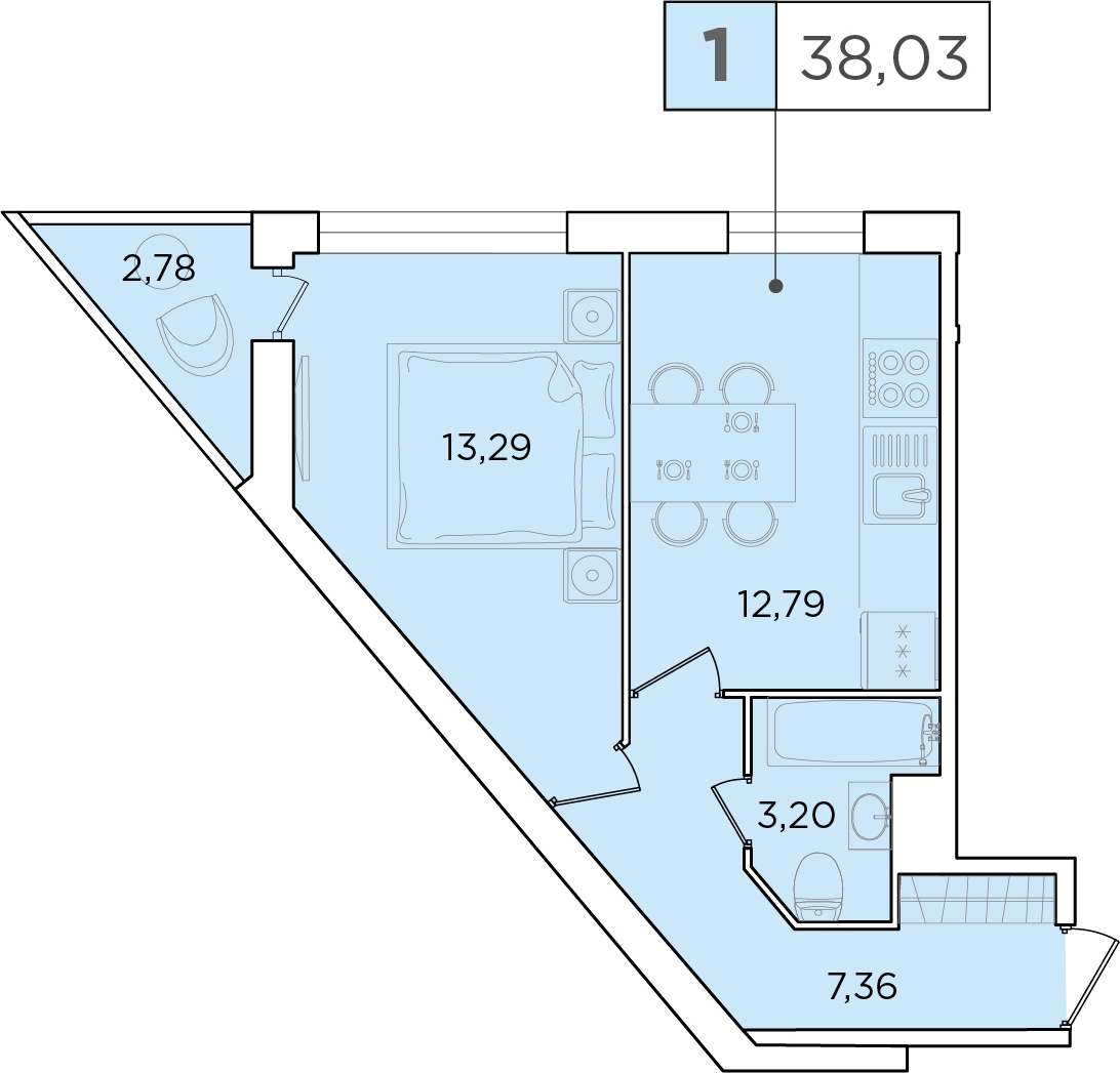 1-комнатная квартира с отделкой в ЖК FoRest Аквилон на 13 этаже в 4 секции. Сдача в 4 кв. 2023 г.