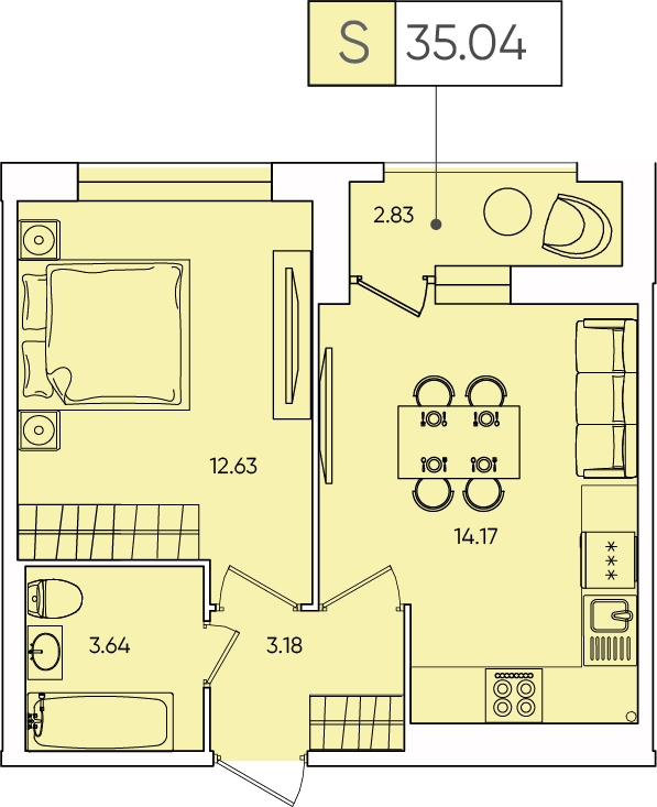 1-комнатная квартира в ЖК Настоящее на 8 этаже в 1 секции. Сдача в 4 кв. 2022 г.