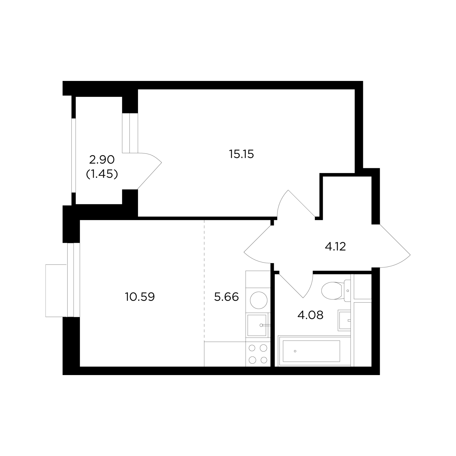 2-комнатная квартира с отделкой в ЖК Союзный на 16 этаже в 2 секции. Дом сдан.