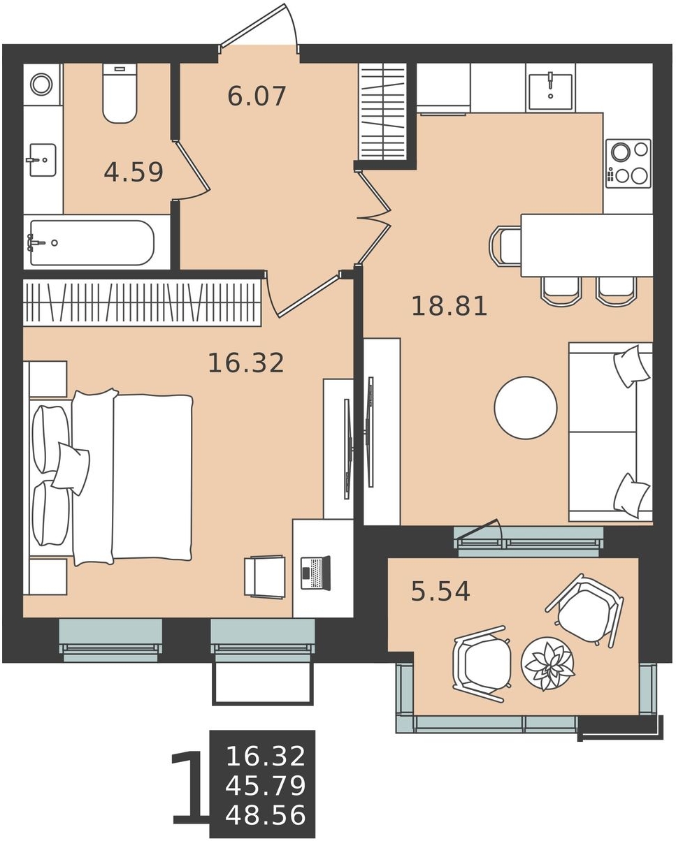 1-комнатная квартира в ЖК Лунный на 17 этаже в 1 секции. Дом сдан.