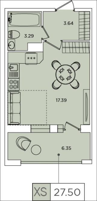 1-комнатная квартира (Студия) с отделкой в ЖК Большая Очаковская 2 на 2 этаже в 1 секции. Сдача в 2 кв. 2025 г.