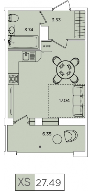 1-комнатная квартира (Студия) с отделкой в ЖК Аквилон SKY на 5 этаже в 1 секции. Сдача в 3 кв. 2022 г.