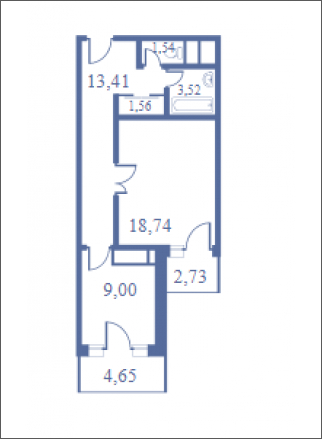 1-комнатная квартира с отделкой в ЖК Государев дом на 1 этаже в 1 секции. Сдача в 1 кв. 2023 г.