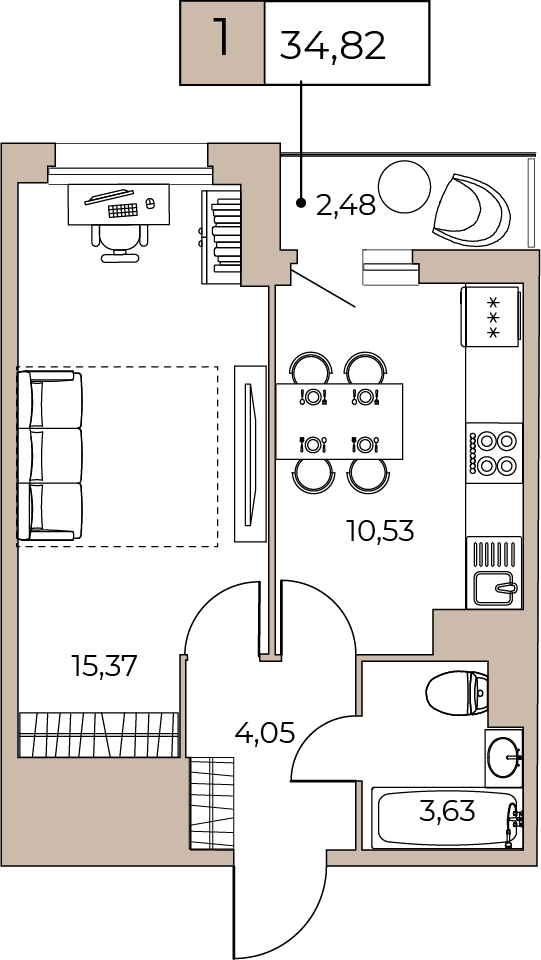 3-комнатная квартира в ЖК Настоящее на 3 этаже в 2 секции. Сдача в 4 кв. 2022 г.