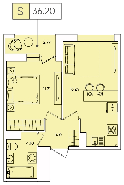 2-комнатная квартира в ЖК Настоящее на 7 этаже в 5 секции. Сдача в 4 кв. 2022 г.