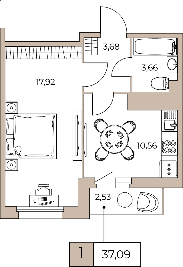 2-комнатная квартира в ЖК Настоящее на 3 этаже в 4 секции. Сдача в 4 кв. 2022 г.