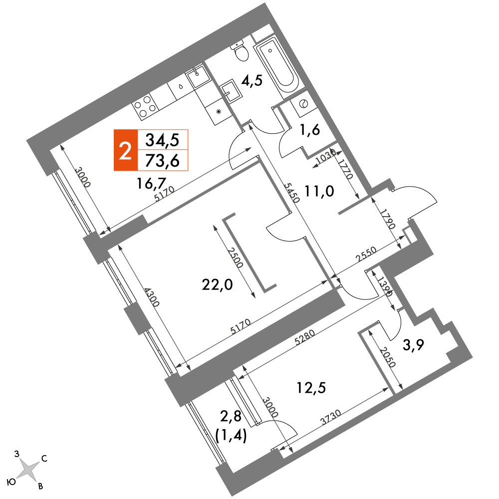 3-комнатная квартира с отделкой в ЖК Настоящее на 10 этаже в 3 секции. Сдача в 4 кв. 2022 г.