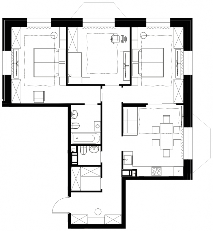 1-комнатная квартира (Студия) с отделкой в ЖК Аквилон SKY на 2 этаже в 1 секции. Сдача в 3 кв. 2022 г.