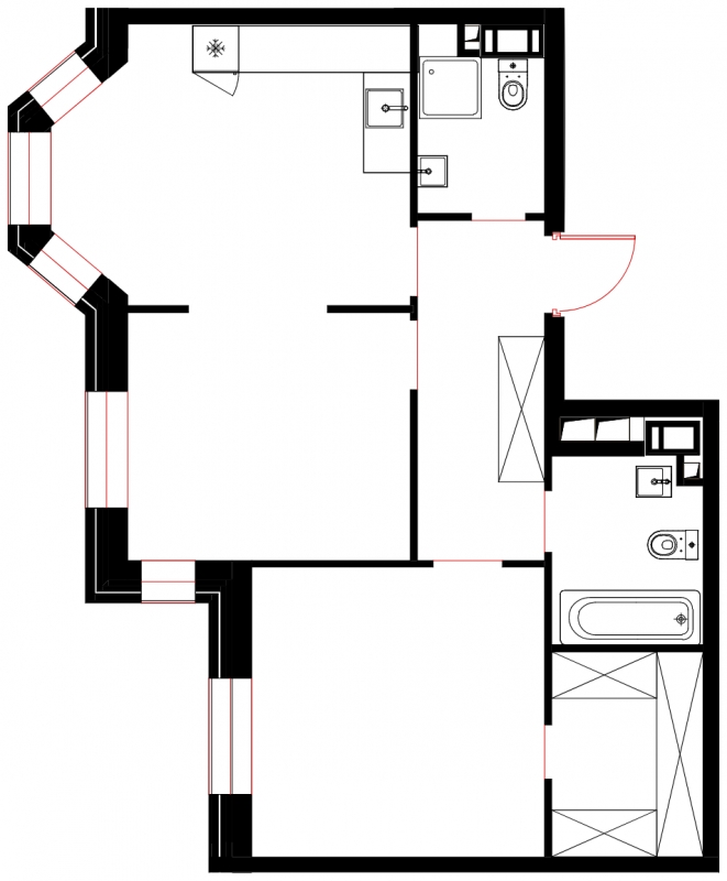 1-комнатная квартира (Студия) с отделкой в ЖК Аквилон SKY на 12 этаже в 4 секции. Сдача в 3 кв. 2022 г.