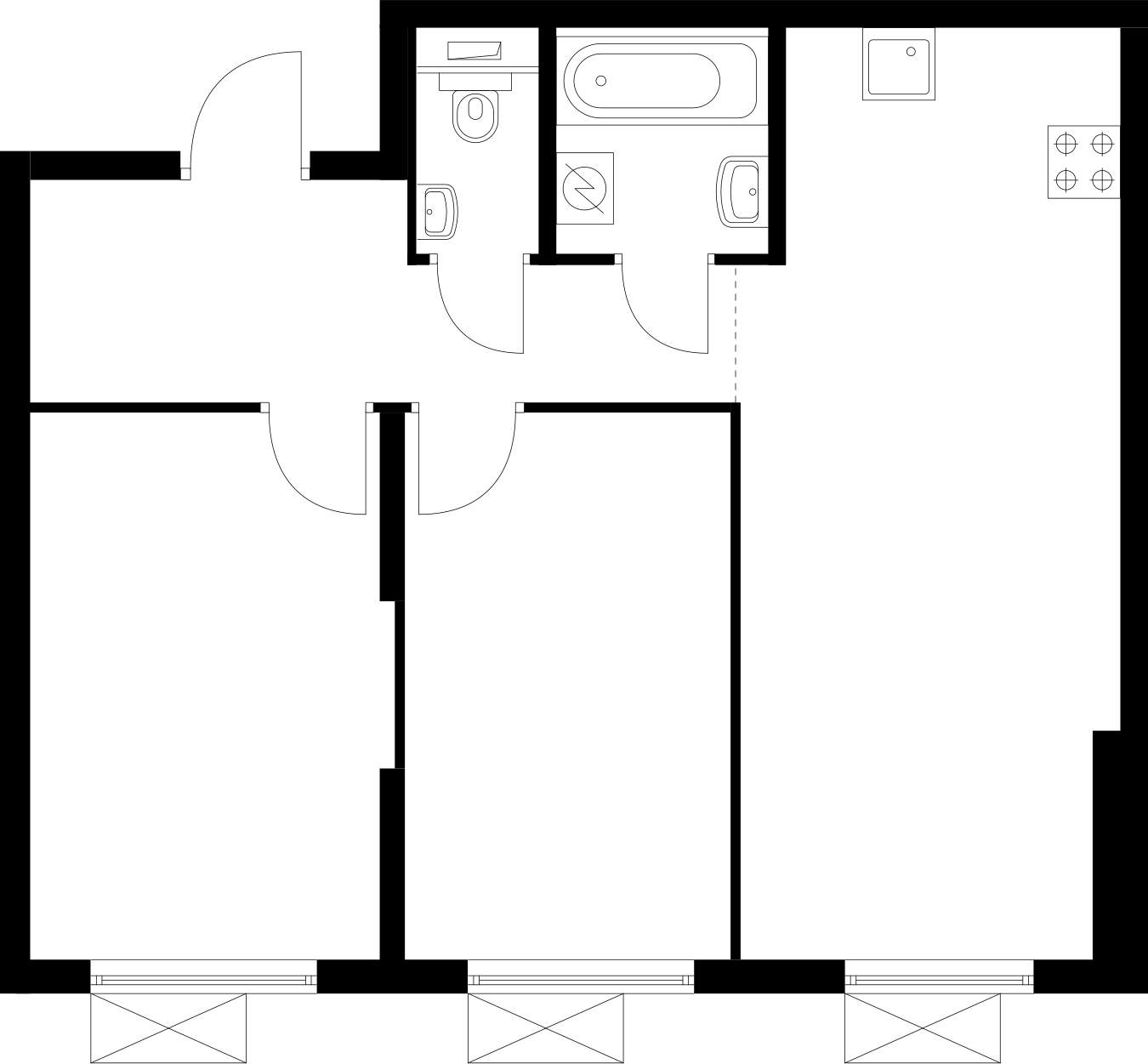 1-комнатная квартира (Студия) с отделкой в ЖК Новые Ватутинки. Центральный на 3 этаже в 4 секции. Сдача в 1 кв. 2024 г.