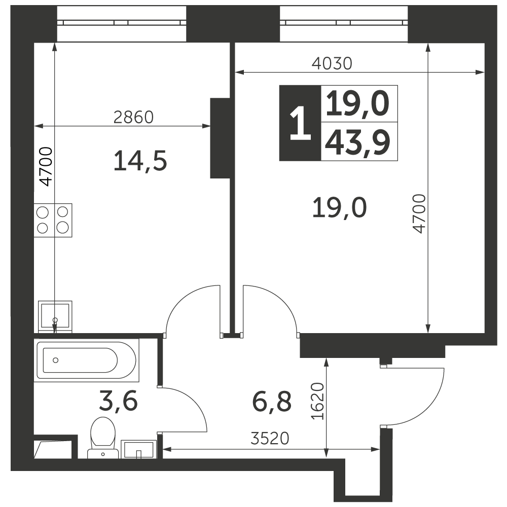 1-комнатная квартира с отделкой в ЖК 28 микрорайон на 20 этаже в 4 секции. Сдача в 4 кв. 2019 г.