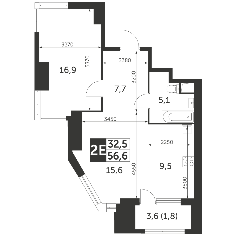 3-комнатная квартира в ЖК Архитектор на 36 этаже в 2 секции. Сдача в 4 кв. 2023 г.