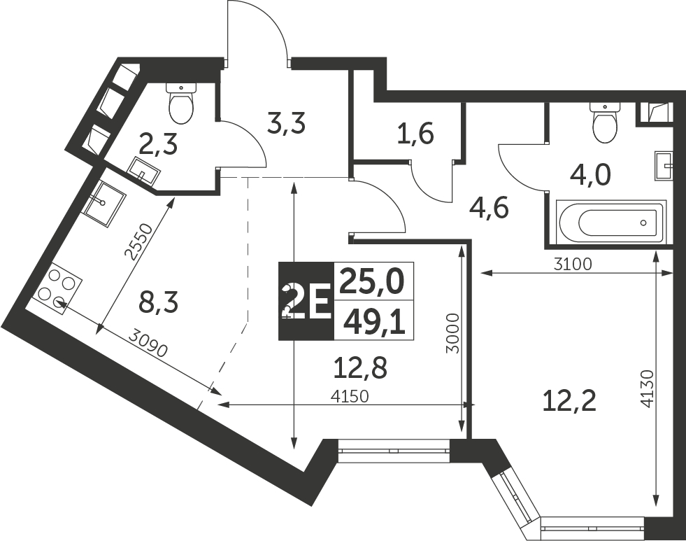 3-комнатная квартира в ЖК Архитектор на 37 этаже в 3 секции. Сдача в 4 кв. 2023 г.
