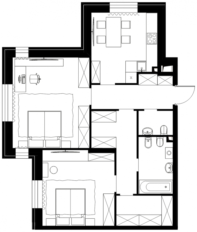 2-комнатная квартира в ЖК HomeCity на 1 этаже в 1 секции. Сдача в 2 кв. 2022 г.