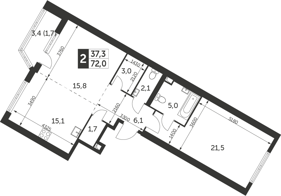 4-комнатная квартира с отделкой в ЖК Остафьево на 13 этаже в 1 секции. Сдача в 4 кв. 2024 г.