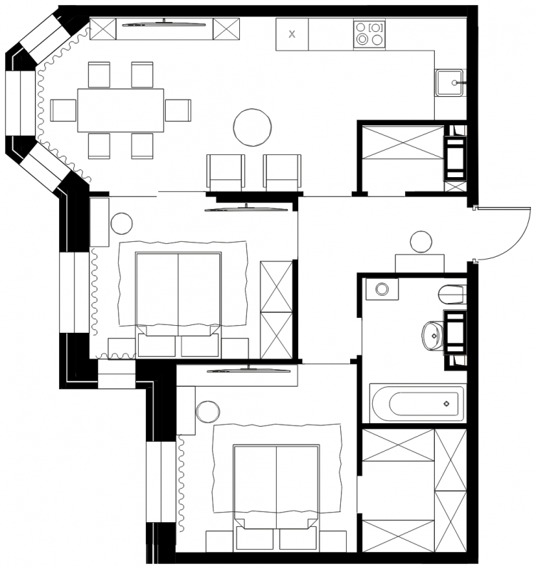 2-комнатная квартира в ЖК Архитектор на 45 этаже в 3 секции. Сдача в 4 кв. 2023 г.