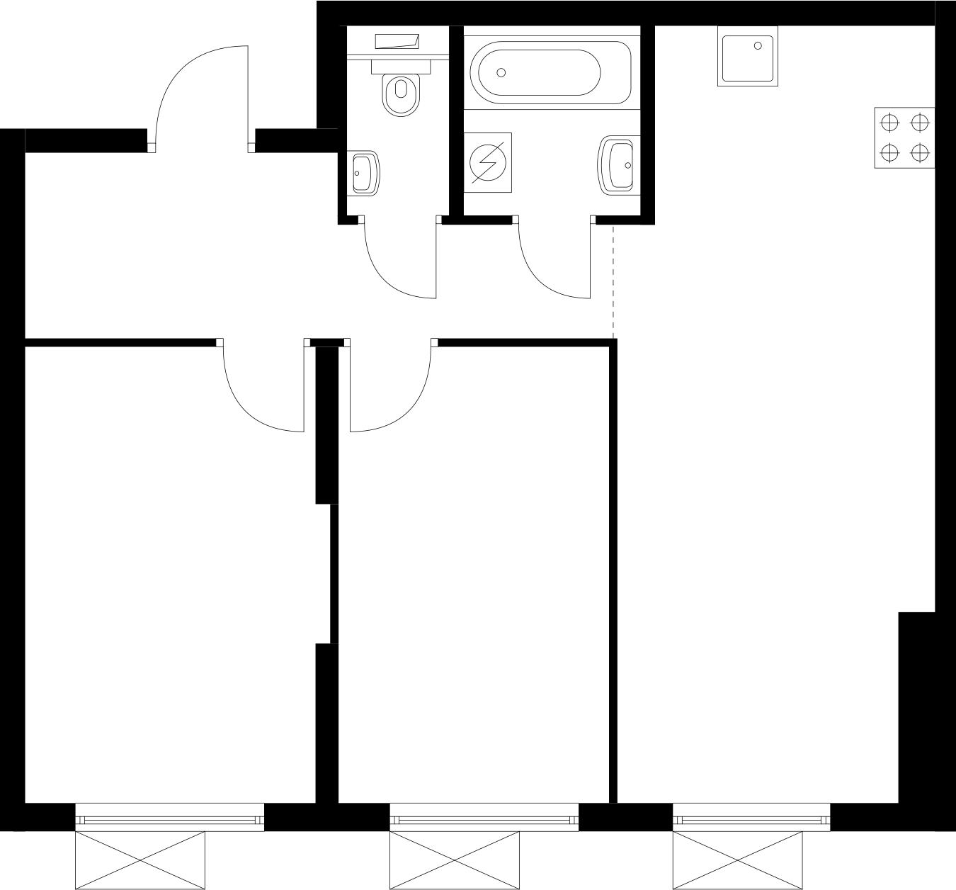 1-комнатная квартира (Студия) с отделкой в ЖК Новые Ватутинки. Центральный на 12 этаже в 1 секции. Сдача в 1 кв. 2024 г.