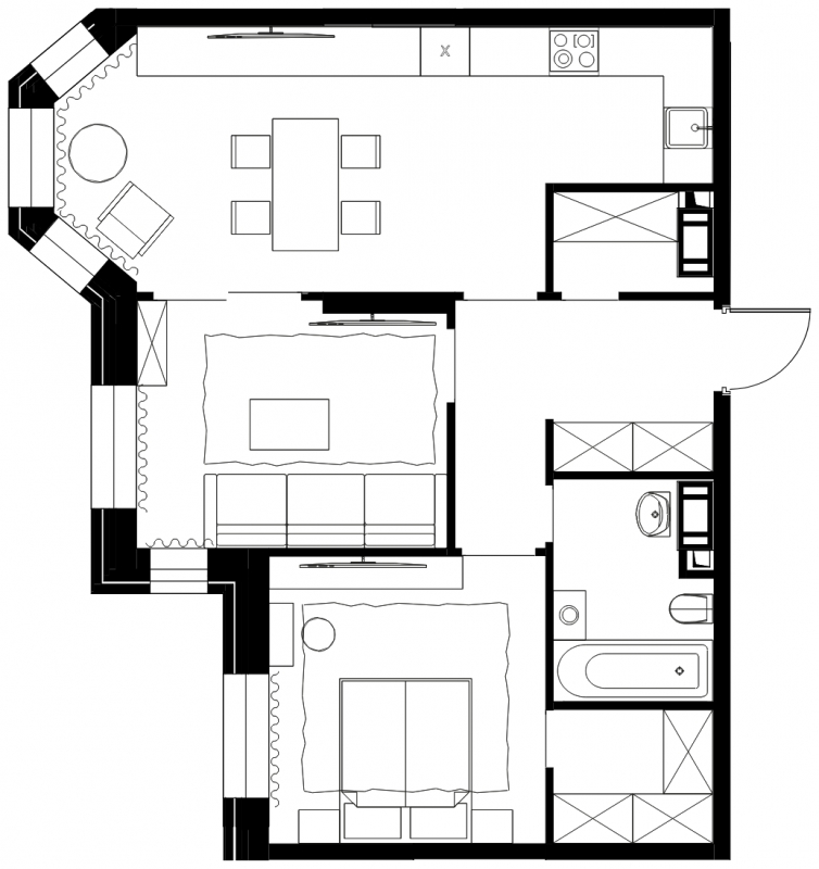 3-комнатная квартира с отделкой в ЖК Bauman House на 12 этаже в 1 секции. Сдача в 4 кв. 2021 г.