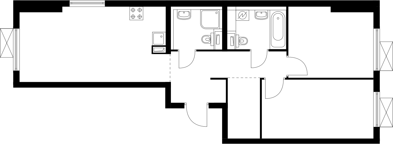 3-комнатная квартира с отделкой в ЖК Новые Ватутинки. Центральный на 8 этаже в 2 секции. Сдача в 1 кв. 2024 г.