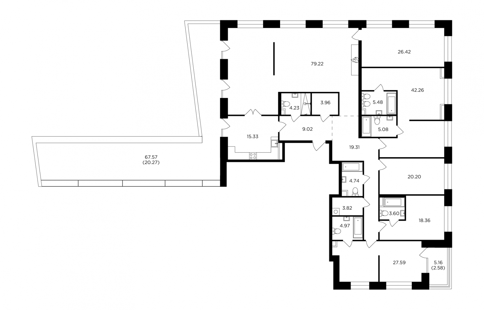3-комнатная квартира с отделкой в ЖК FORIVER на 17 этаже в 1 секции. Сдача в 4 кв. 2023 г.