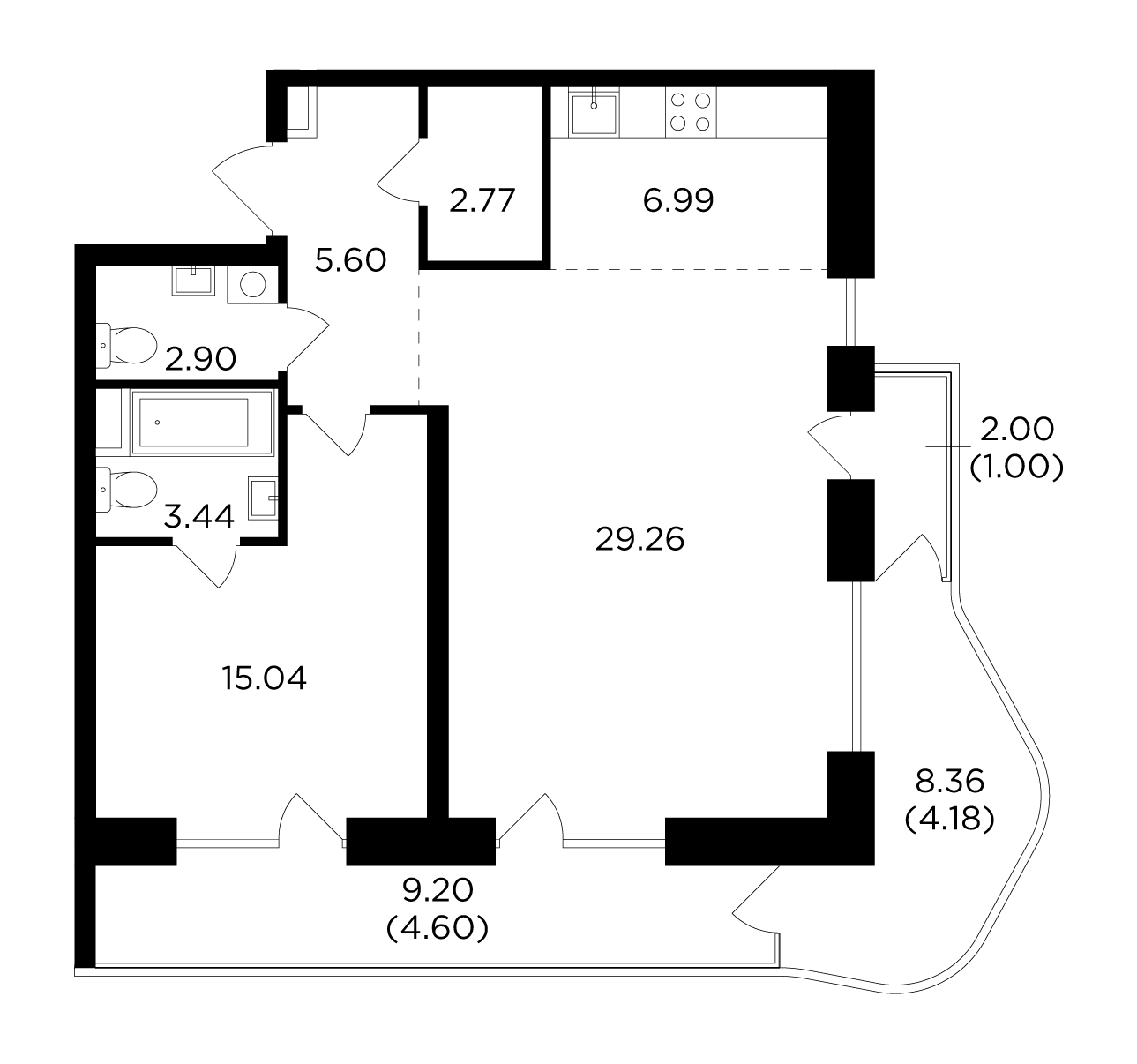 1-комнатная квартира в ЖК Театральный квартал на 18 этаже в 1 секции. Сдача в 1 кв. 2022 г.