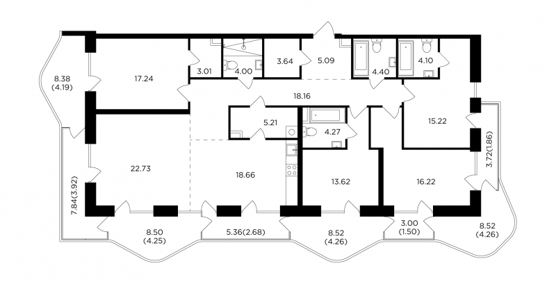 2-комнатная квартира с отделкой в ЖК TopHILLS на 24 этаже в 1 секции. Сдача в 1 кв. 2023 г.