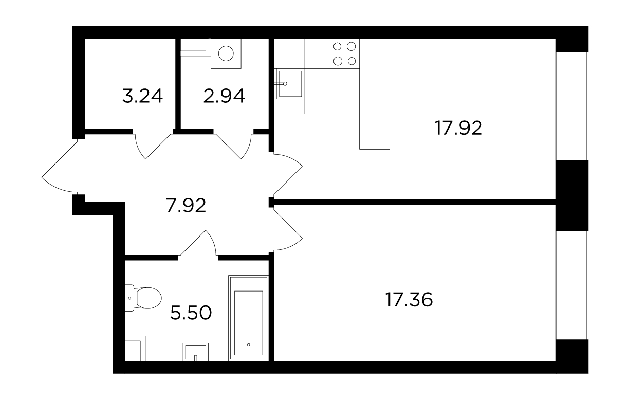 2-комнатная квартира с отделкой в ЖК Архитектор на 9 этаже в 3 секции. Сдача в 4 кв. 2023 г.