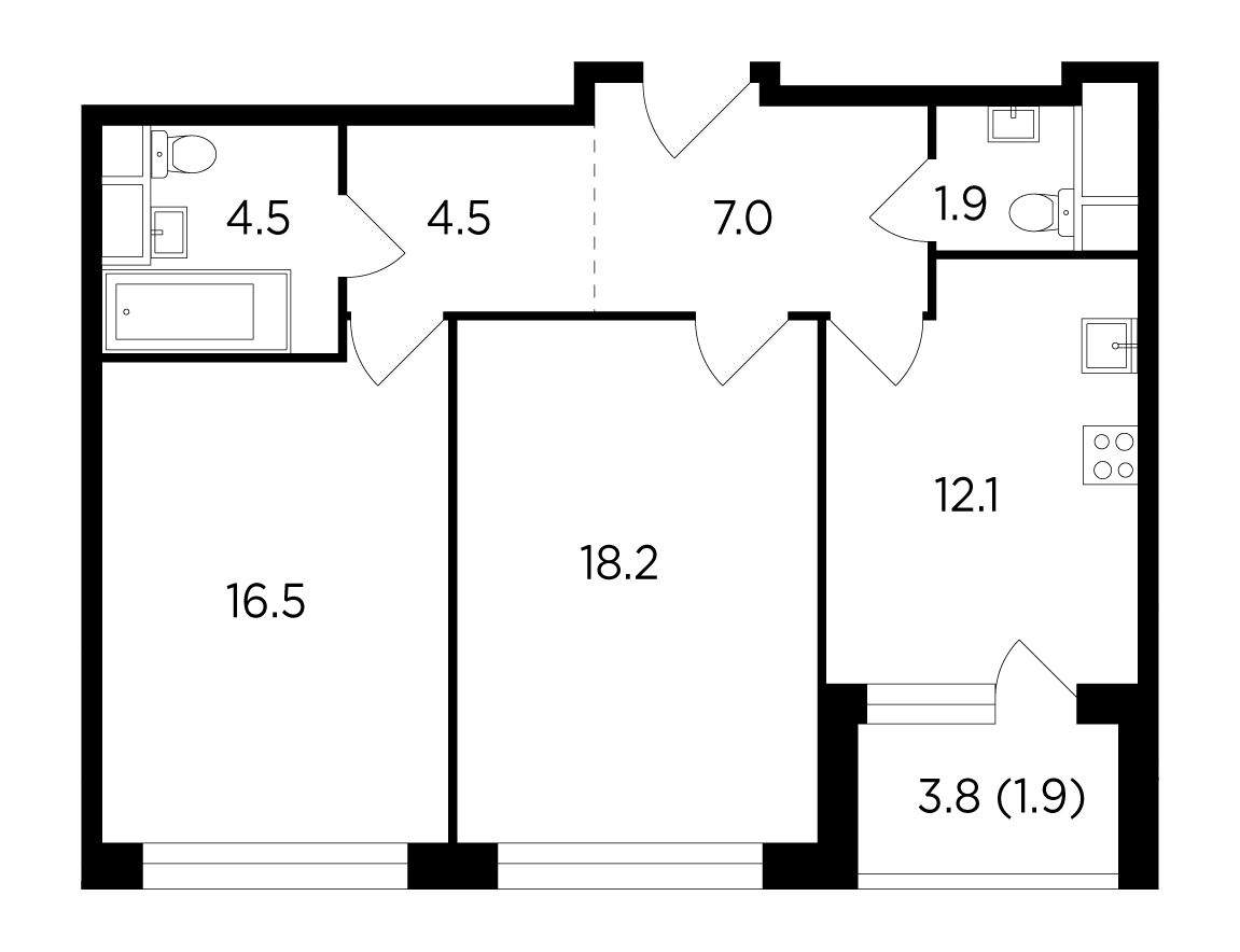 3-комнатная квартира в ЖК FORIVER на 13 этаже в 4 секции. Сдача в 4 кв. 2023 г.
