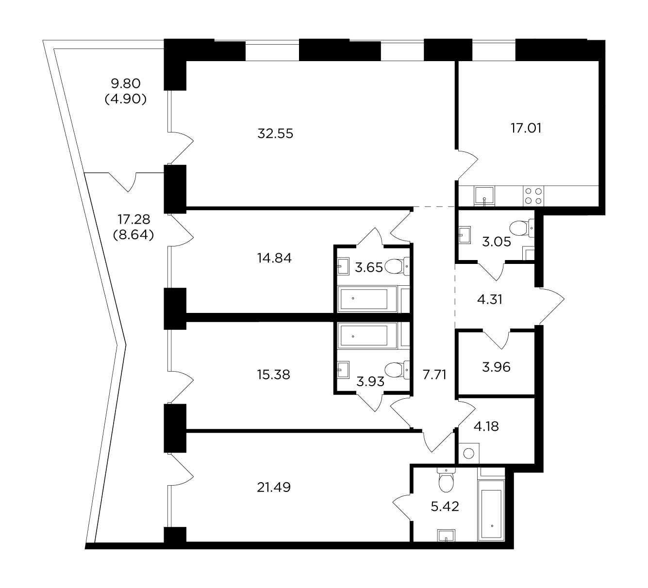 2-комнатная квартира в ЖК FORIVER на 11 этаже в 2 секции. Сдача в 4 кв. 2023 г.