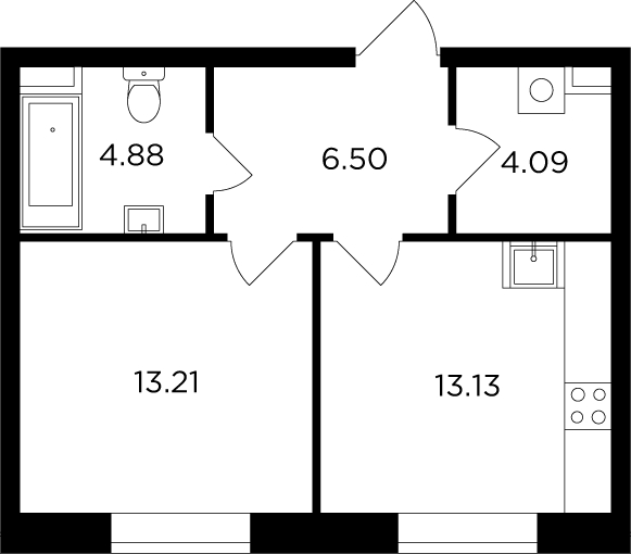 3-комнатная квартира в ЖК RiverSky на 2 этаже в 5 секции. Сдача в 4 кв. 2021 г.