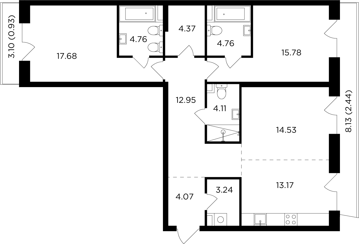 2-комнатная квартира с отделкой в ЖК Театральный квартал на 6 этаже в 1 секции. Сдача в 1 кв. 2022 г.