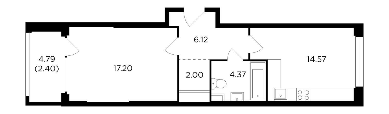 2-комнатная квартира с отделкой в ЖК Театральный квартал на 13 этаже в 1 секции. Сдача в 1 кв. 2022 г.
