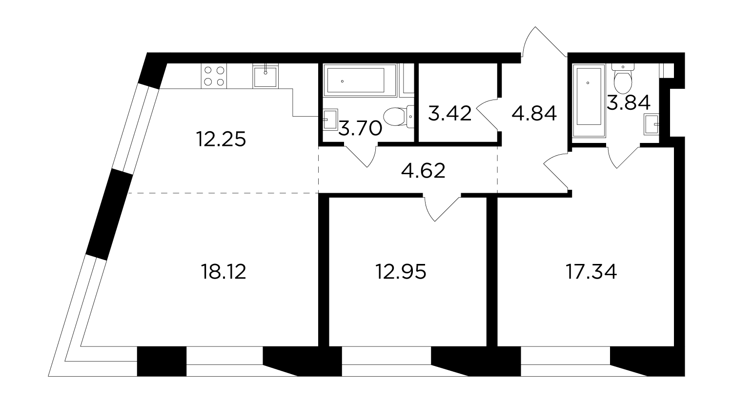 1-комнатная квартира в ЖК Театральный квартал на 14 этаже в 1 секции. Сдача в 1 кв. 2022 г.