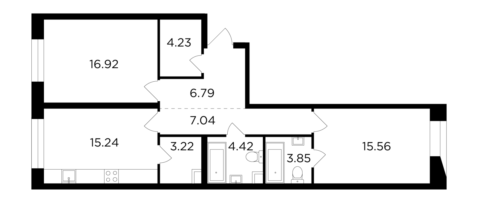 2-комнатная квартира в ЖК FORIVER на 12 этаже в 3 секции. Сдача в 4 кв. 2023 г.