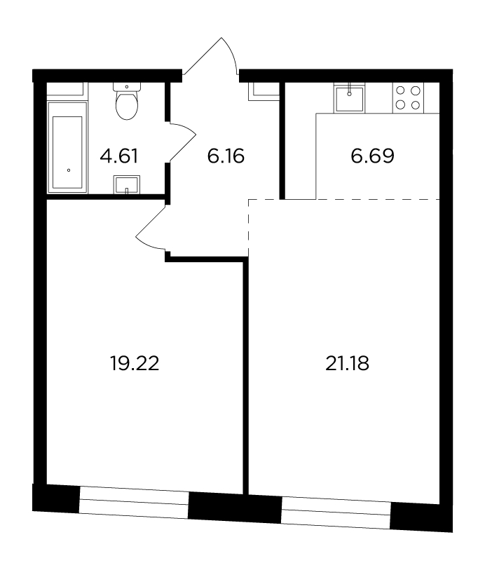2-комнатная квартира с отделкой в ЖК Театральный квартал на 4 этаже в 1 секции. Сдача в 1 кв. 2022 г.